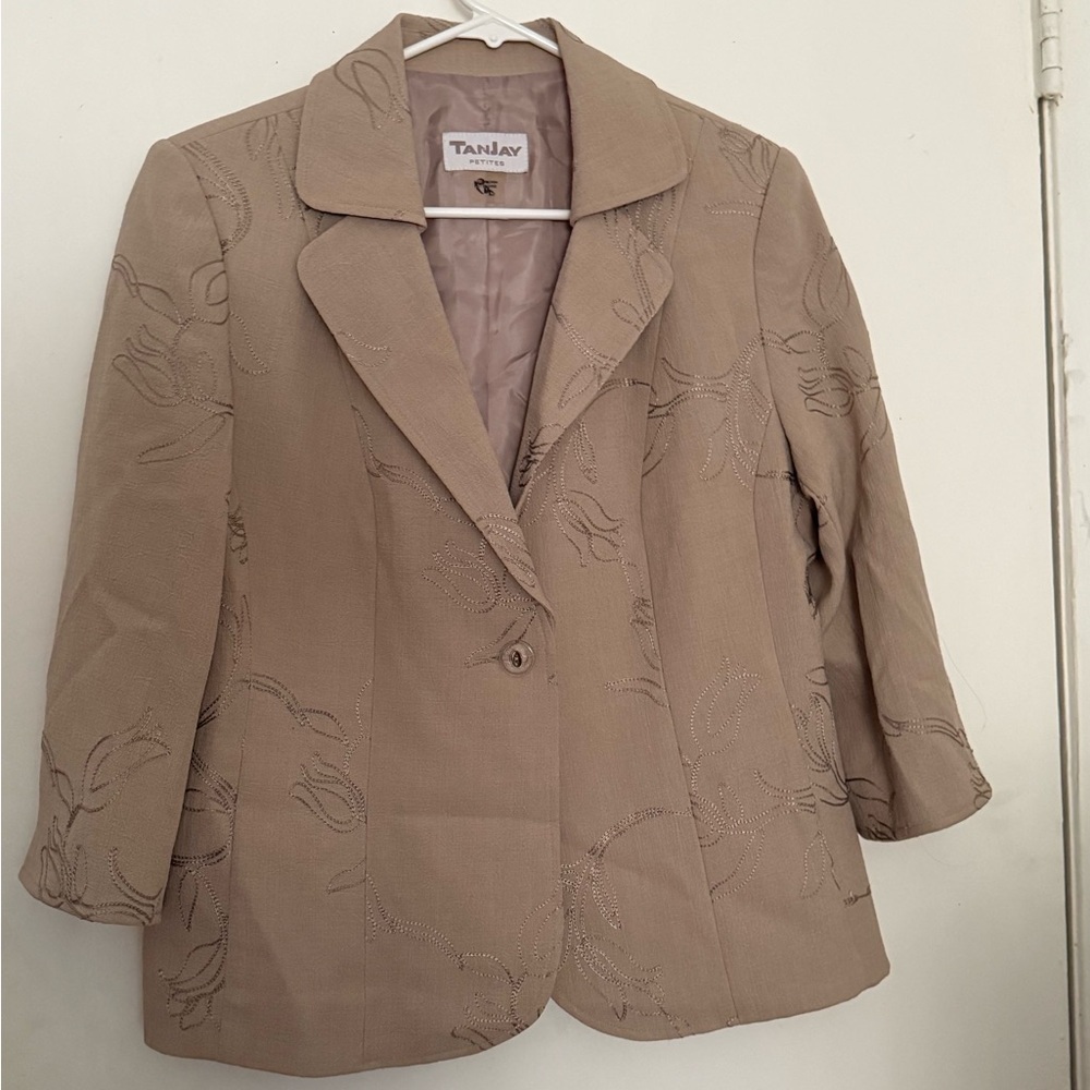 TanJay Women's Beige Floral Blazer